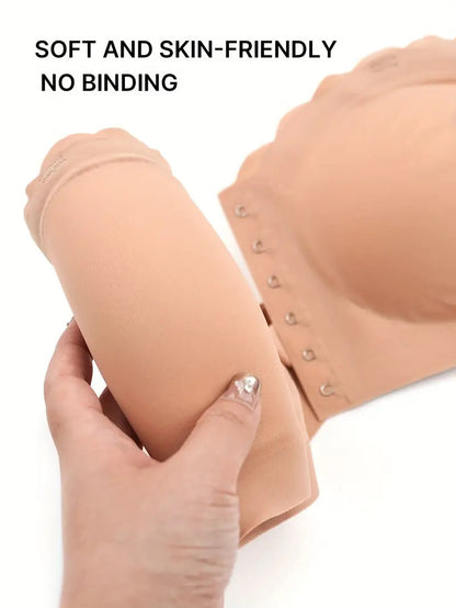 Front Closure Wireless Strapless Bra Pink