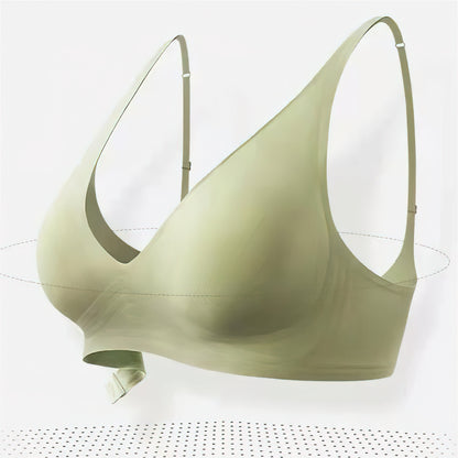 Wirefree Seamless Bra for Women Invisible Deep V Plunge Bra with Removeable Padding Green