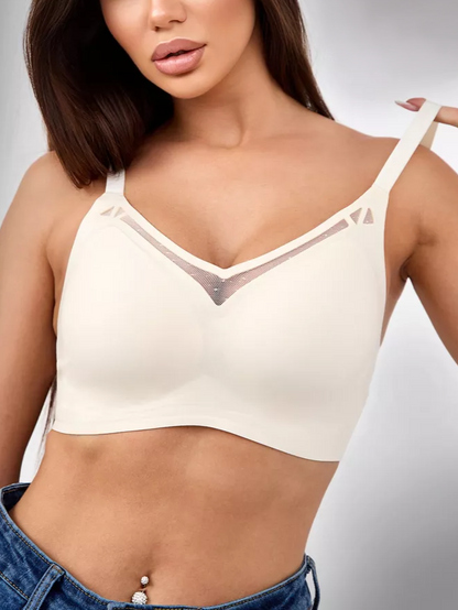 Beautiful Back Push-up Anti-sagging Side Breasts Seamless Wireless Bra White