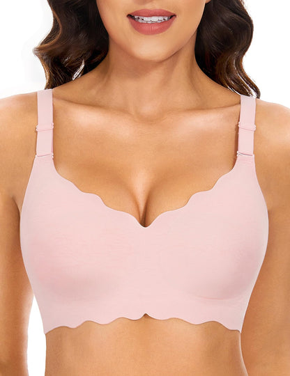 V-neck Seamless Wireless Bra Pink