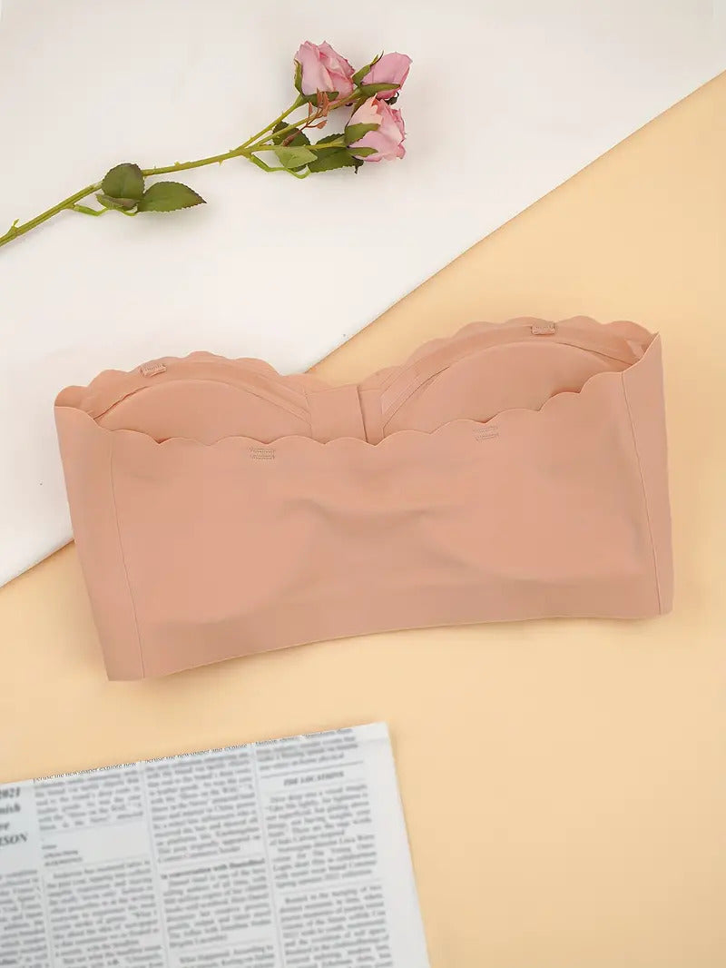 Front Closure Wireless Strapless Bra Pink