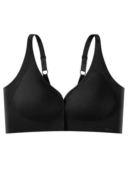 Front Closure Adjustable Seamless Push-up Bra Black