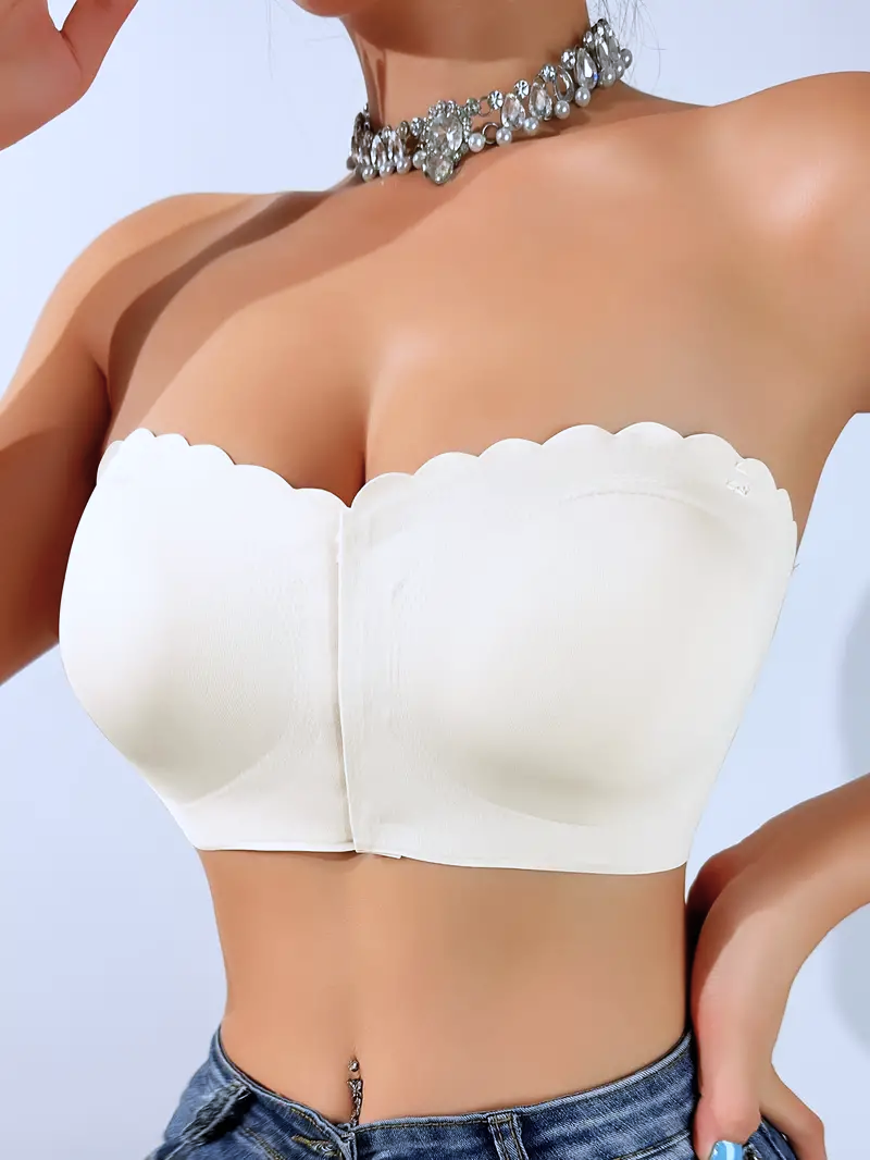 Front Closure Wireless Strapless Bra White