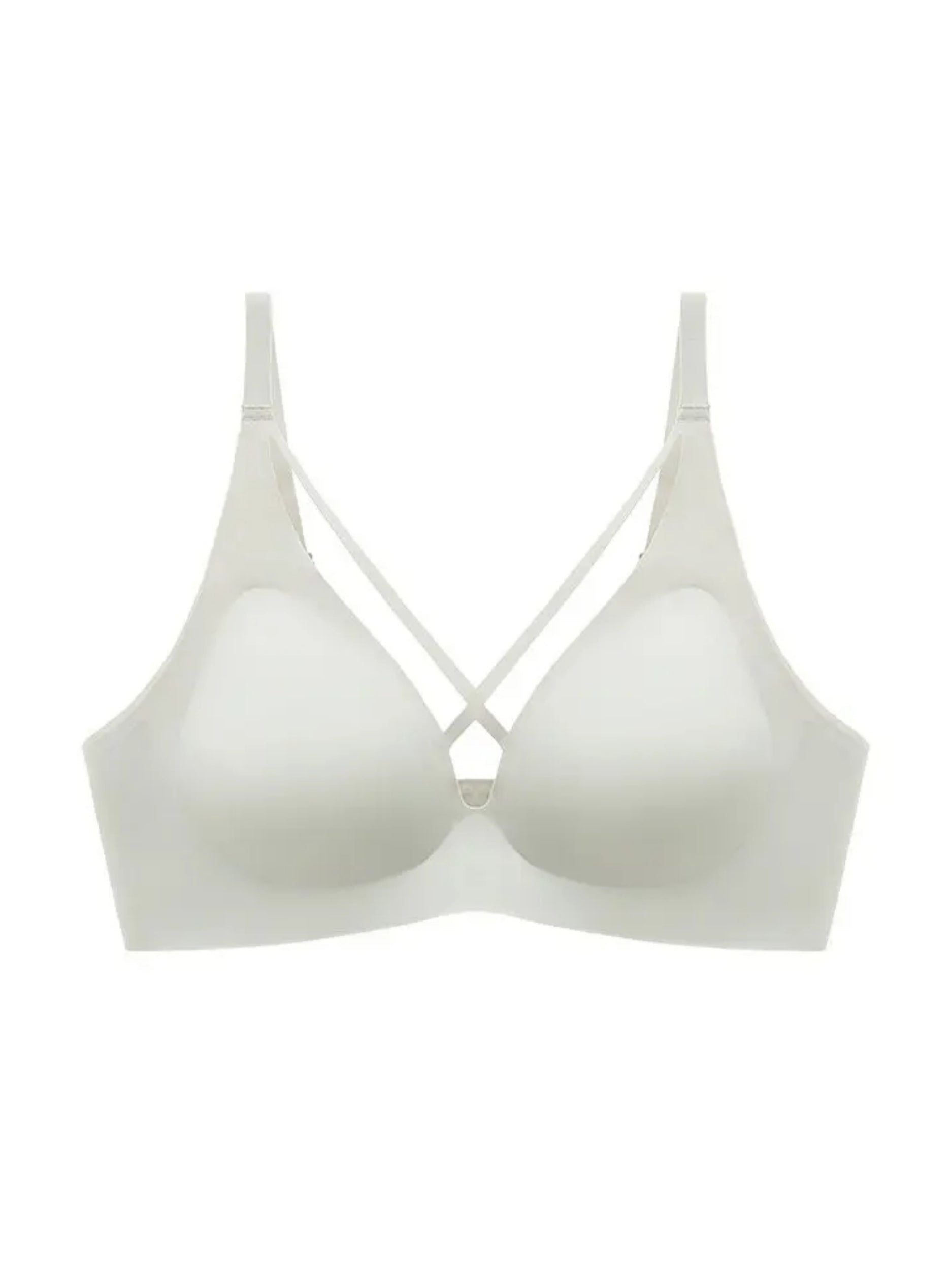 Back buckle deep V seamless wirefree bra, gather invisible comfort sof