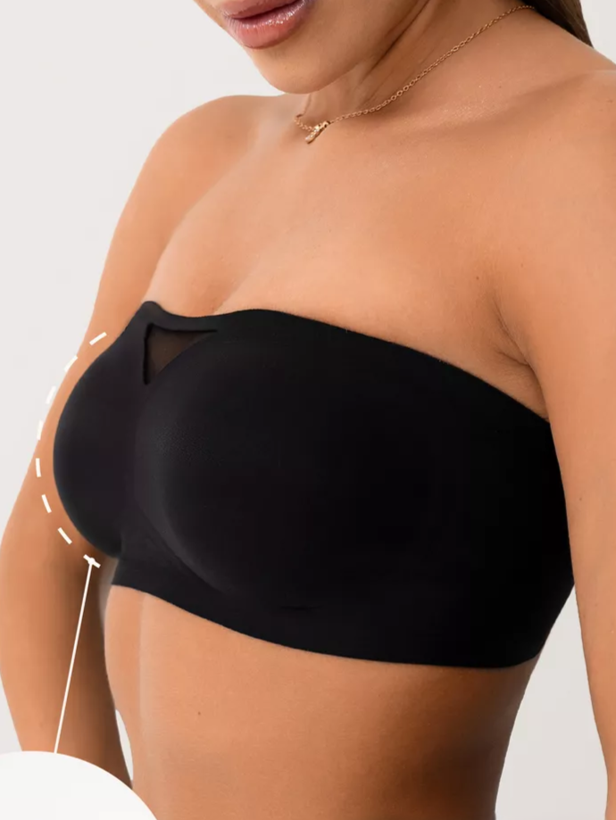 Strapless Wireless Push-up Tube Top Invisible Bra Black