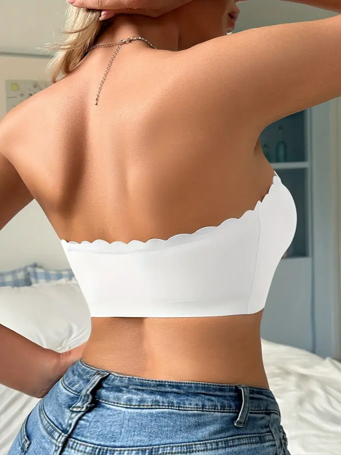 Front Closure Wireless Strapless Bra White