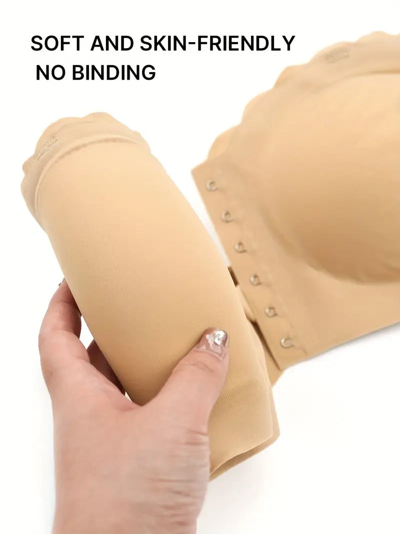 Front Closure Wireless Strapless Bra Beige