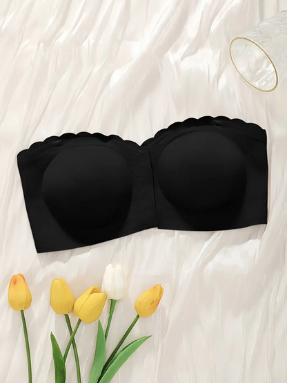 Front Closure Wireless Strapless Bra Black