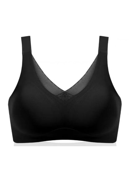 V-neck Seamless Comfort Everyday T-Shirt Wireless Bra Black