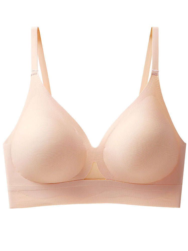 Solid Color Seamless Anti-Sagging Outward Expansion Wireless Push-Up Hollow Bra