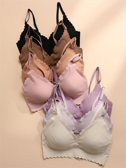 Semicircle Decorative Border Wireless Bra Tan