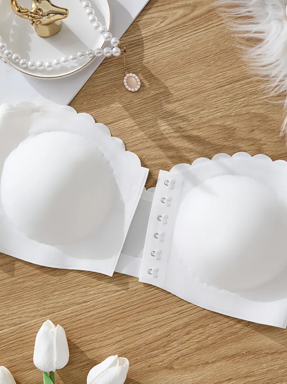 Front Closure Wireless Strapless Bra White