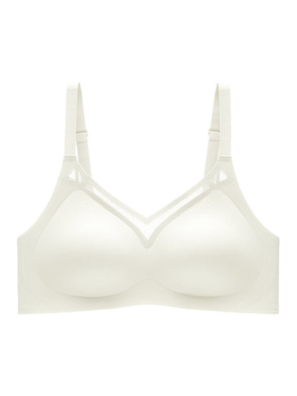 Beautiful Back Push-up Anti-sagging Side Breasts Seamless Wireless Bra White