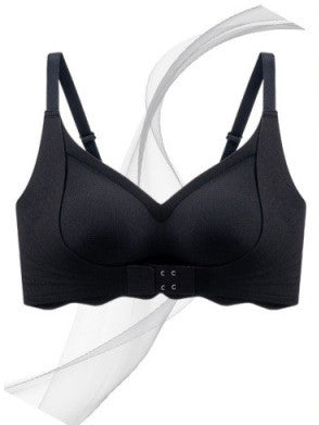 Front Closure Deep V-neck Seamless Push-up Bra Black