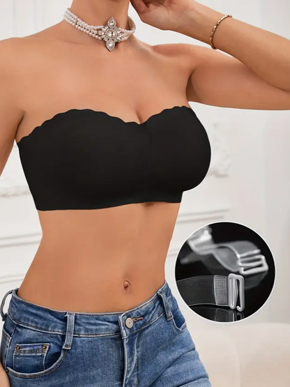 Front Closure Wireless Strapless Bra Black