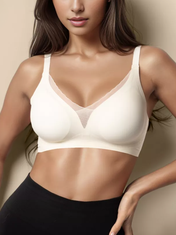 Deep V Mesh Seamless Push-up Without Steel Ring To Prevent Sagging Bra