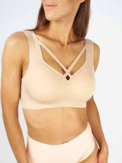 Nude Jelly Strip Support Breathable Comfort Seamless Bra Beige