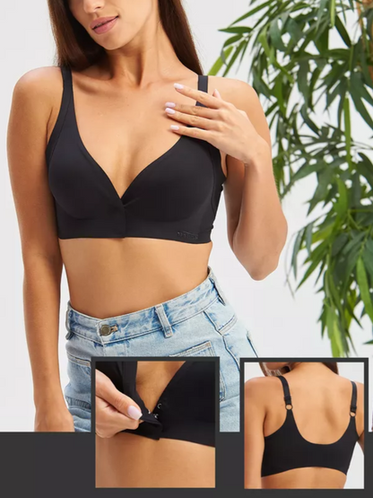 Front Closure Adjustable Seamless Push-up Bra Black