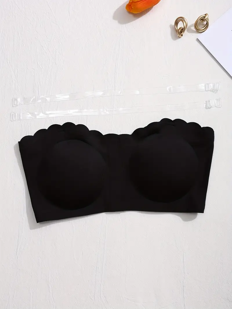 Front Closure Wireless Strapless Bra Black