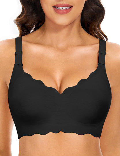 V-neck Seamless Wireless Bra Black