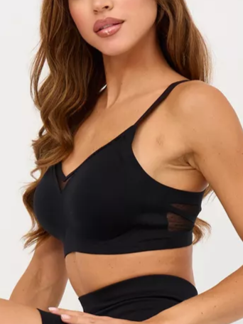 Beautiful Back Push-up Anti-sagging Side Breasts Seamless Wireless Bra Black