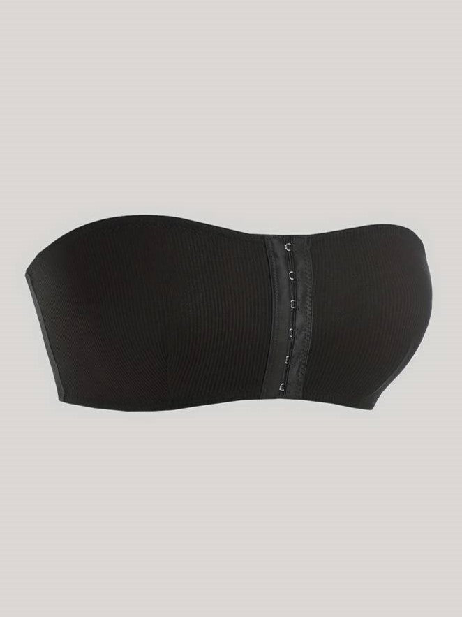 Women's Front Closure Tube Bralette Strapless No Padded Wireless Bandeau Bra Black