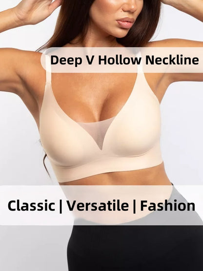 V-neck Push-up Comfortable Seamless Wireless Bra