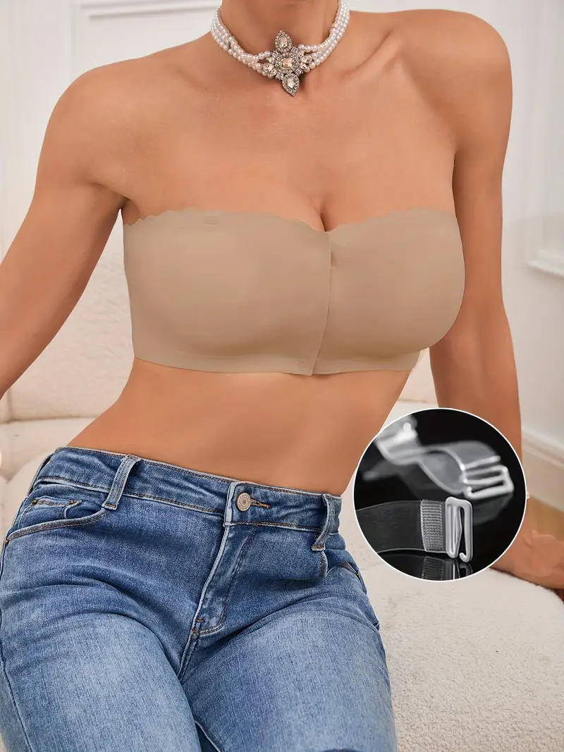 Front Closure Wireless Strapless Bra Brown