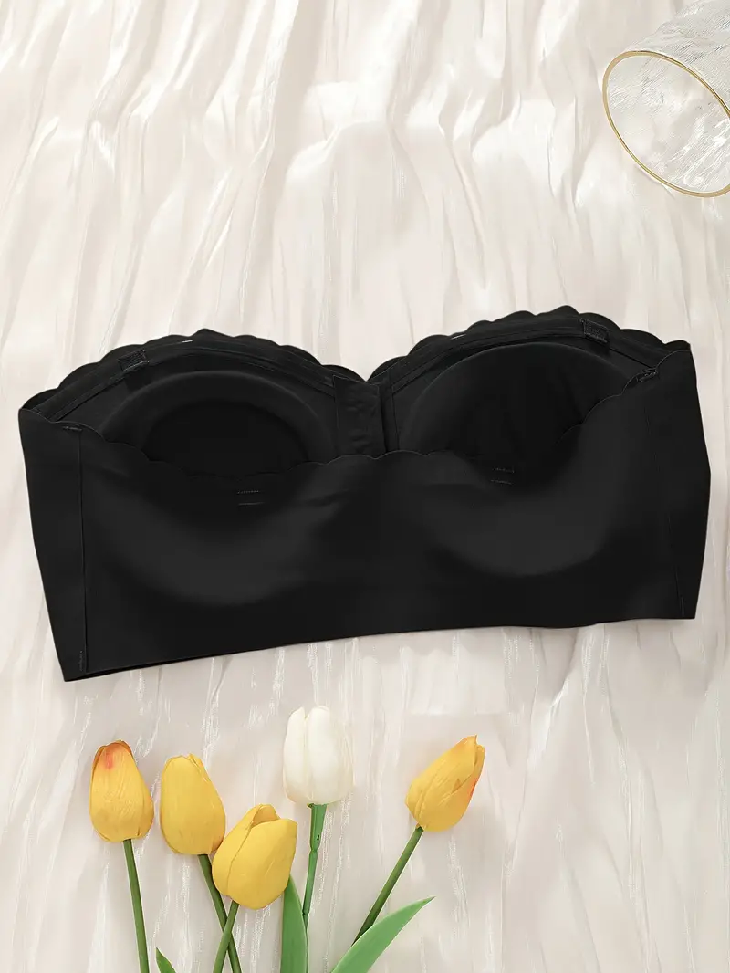 Front Closure Wireless Strapless Bra Black