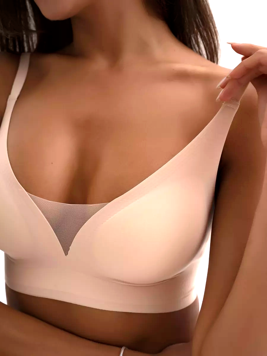 V-neck Push-up Comfortable Seamless Wireless Bra