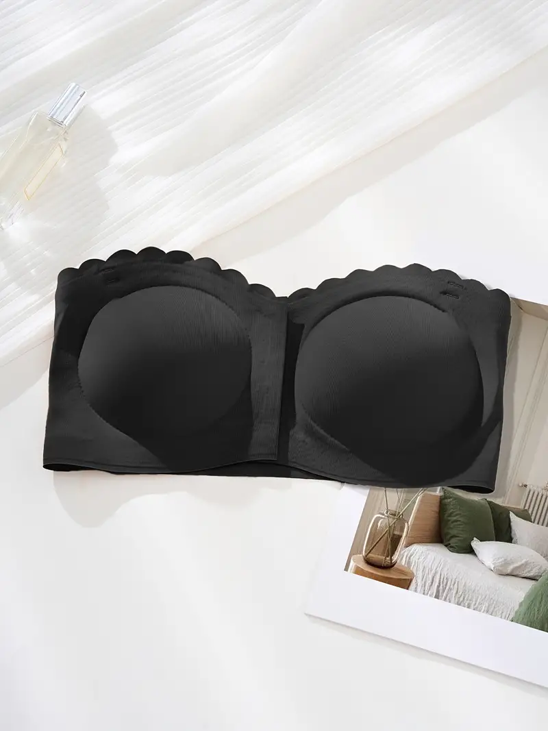 Front Closure Wireless Strapless Bra Black