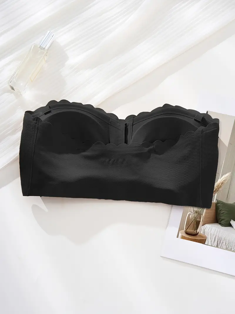 Front Closure Wireless Strapless Bra Black