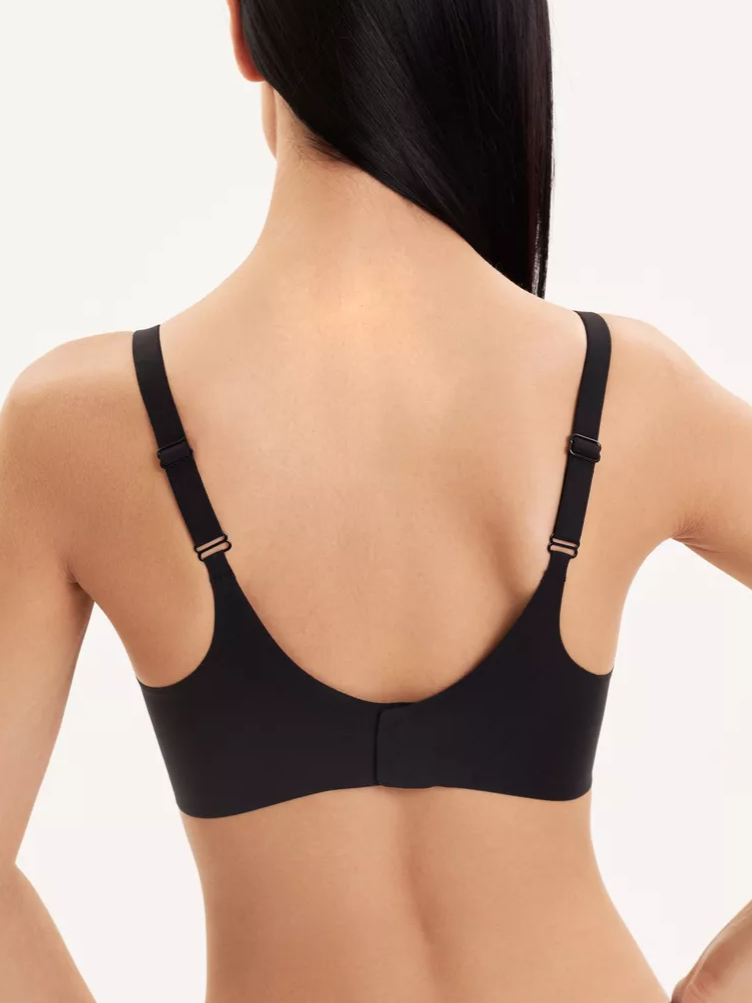 V-neck Push-up Comfortable Seamless Wireless Bra Black