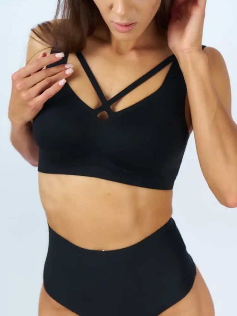 Nude Jelly Strip Support Breathable Comfort Seamless Bra Black