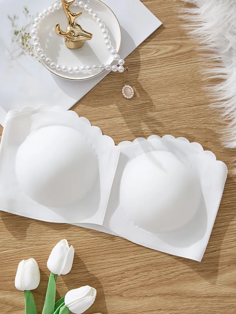 Front Closure Wireless Strapless Bra White