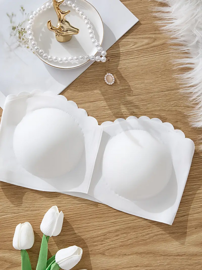 Front Closure Wireless Strapless Bra White