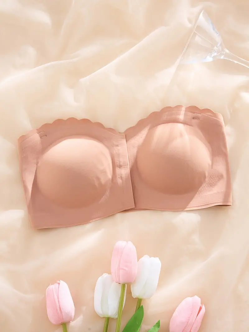 Front Closure Wireless Strapless Bra Pink