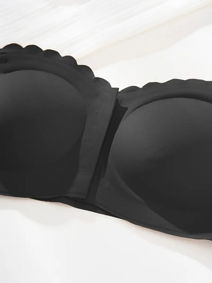 Front Closure Wireless Strapless Bra Black