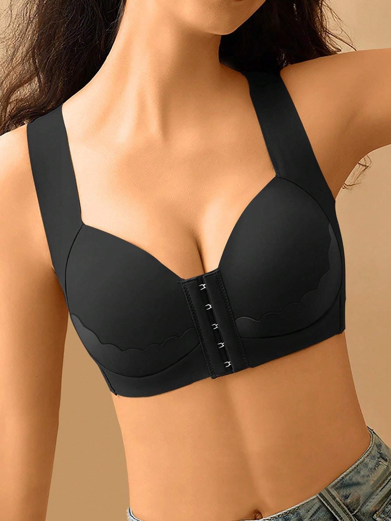 Front Closure Sports Wireless Seamless Push Up Bra, With Full Coverage