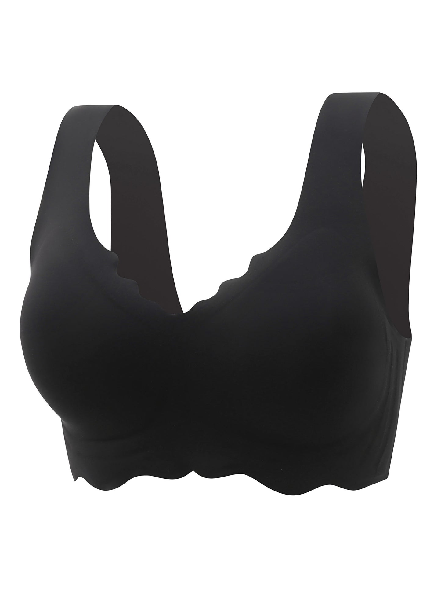 Deep V-neck Wave Edge Seamless Push-up Comfortable Bra Black