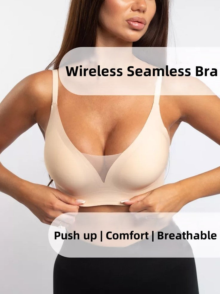 V-neck Push-up Comfortable Seamless Wireless Bra