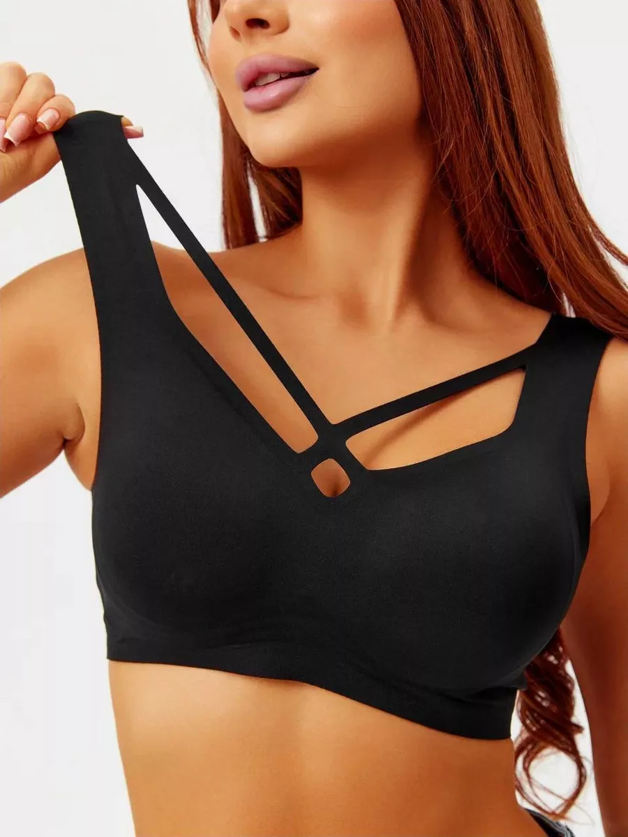 Nude Jelly Strip Support Breathable Comfort Seamless Bra Black