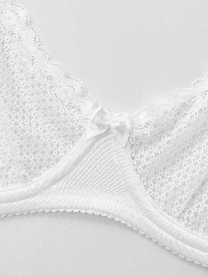 White mesh see-through bra
