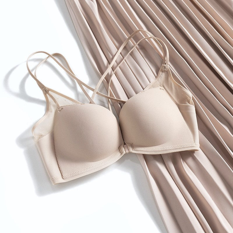 Push Up Bra No Wire Women Front Clasped Type Breathable Bra with Shoulder  Straps Women lingerie 