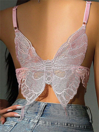 Butterfly Shaped Detail Bow Front Lace Bralette