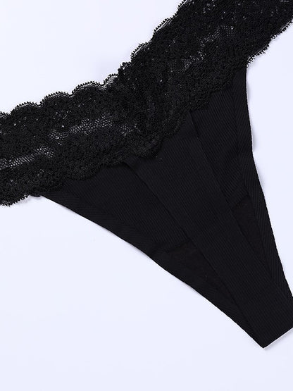 Sexy lace waist patchwork breathable panties