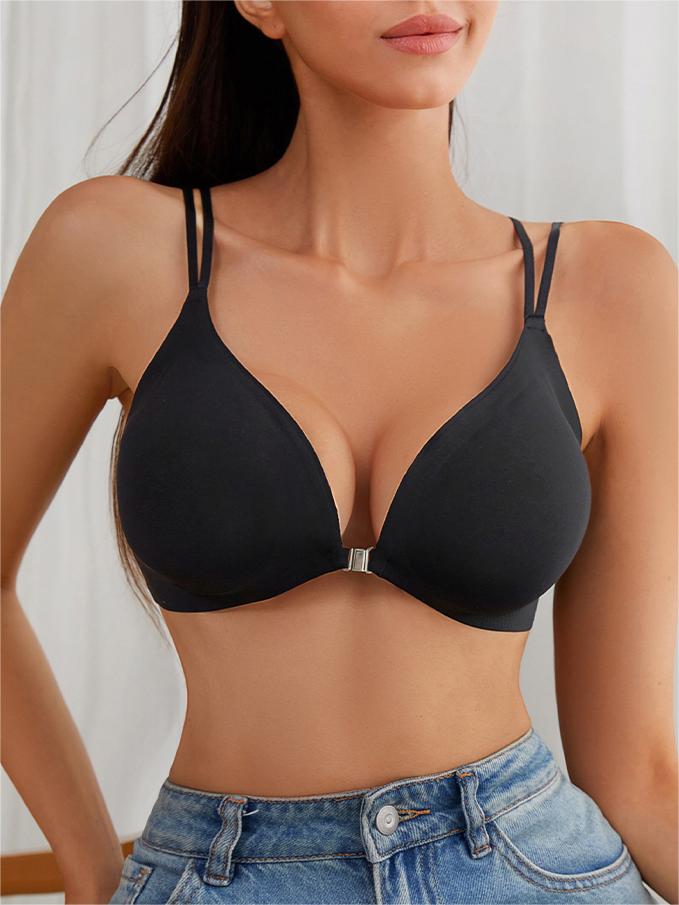 Women's Full-Coverage Wireless Bra Soft Front Closure Bras Wirefree Crisscross  Criss Cross Push Up T-Shirt Bra Sexy Black : : Clothing, Shoes &  Accessories