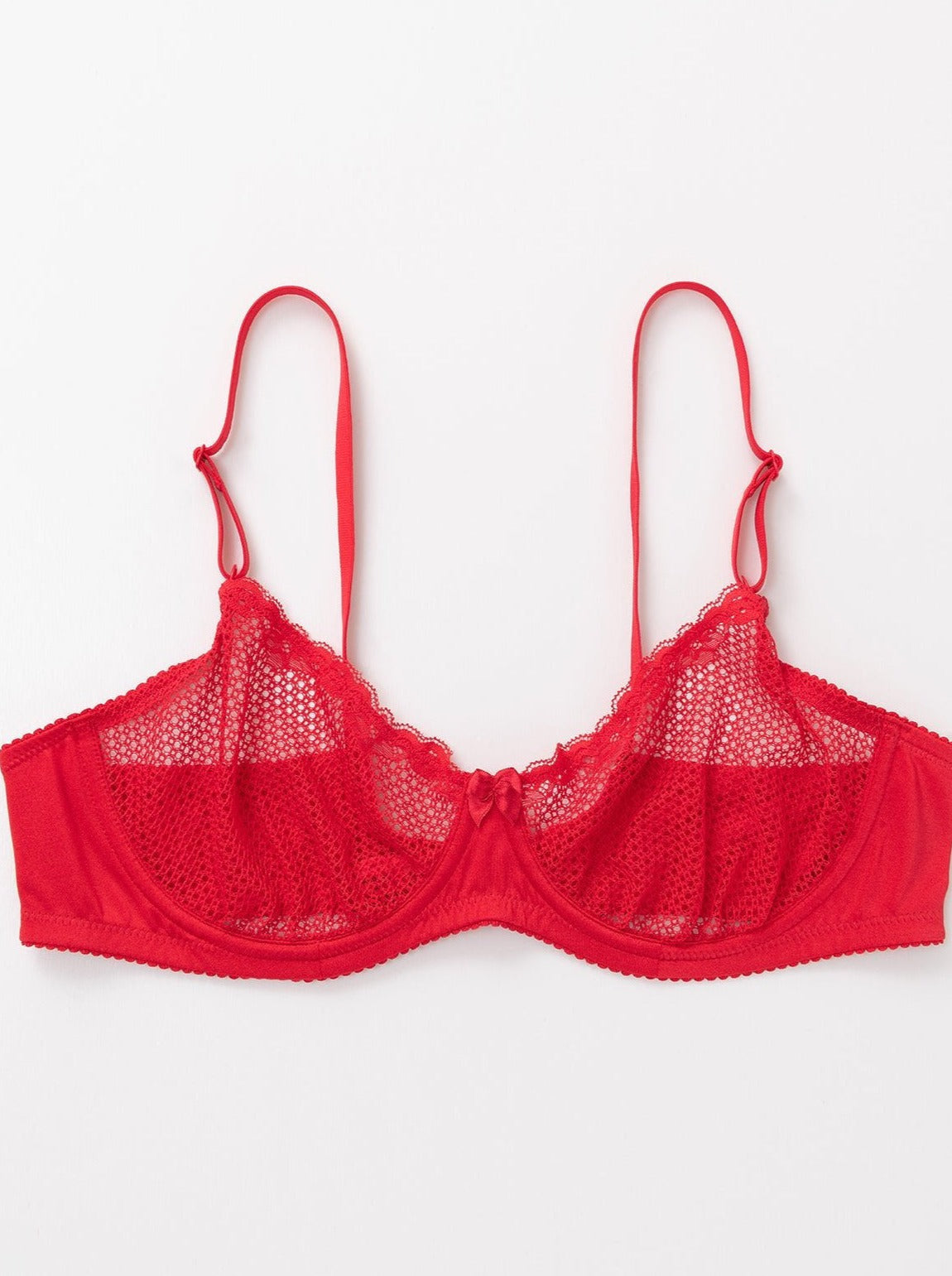 See Through 1/2 Cup Lace Underwire Demi Bra