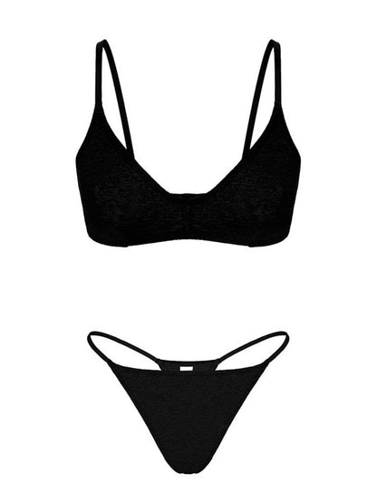 Comfortable Wireless Tank Top Bra Set Black