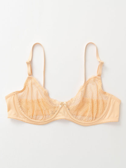 Unlined See Through 1/2 Cup Mesh Demi Shelf Underwired Bra